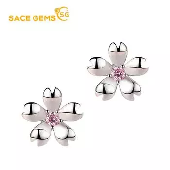 Серьги SACE GEMS Cherry Blossom, женские серьги с цветочными розовыми кристаллами, модные темпераментные серьги с цирконом розовый