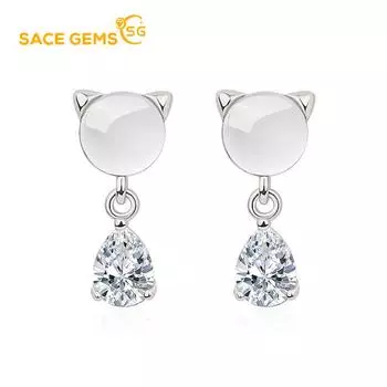 Серьги SACE GEMS с цирконием для женщин, подарки на свадьбу белый