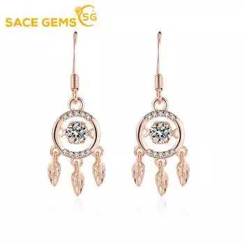 Серьги SACE GEMS с цирконием для женщин, подарки на свадьбу белого золота
