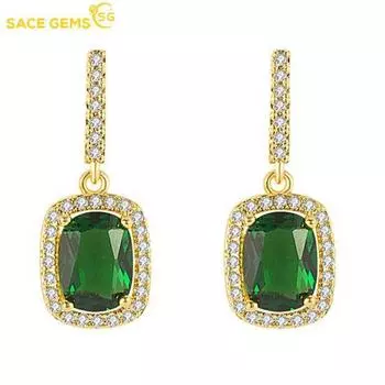 Серьги SACE GEMS с цирконием для женщин, подарки на свадьбу зелёный