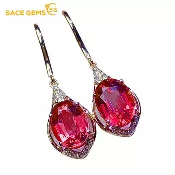 Серьги SACE GEMS с цирконием для женщин, подарки на свадьбу красный