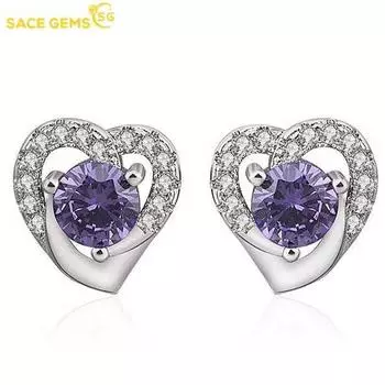 Серьги SACE GEMS с цирконием для женщин, подарки на свадьбу фиолетовый