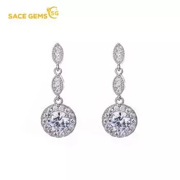 Серьги SACE GEMS с цирконием для женщин, подарки на свадьбу белый