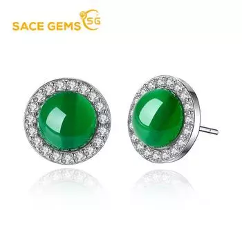 Серьги SACE GEMS с цирконием для женщин, подарки на свадьбу зелёный