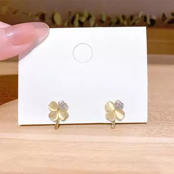 Серьги «Счастливый четырехлистный клевер», темпераментные серьги «Сотня спичек», модные блестящие женские серьги белый