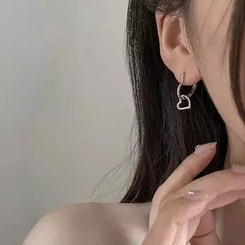 Серьги «сердце к сердцу» 925 пробы, серебряные иглы, модные высококачественные украшения для ушей, женские, простые, универсальные, шикарные, с пряжкой для ушей 925 silver needles