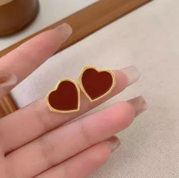 Серьги-сердечки Ankola Red Drip Glaze: Модный дизайн и универсальный стиль для женщин glaze heart earrings красный