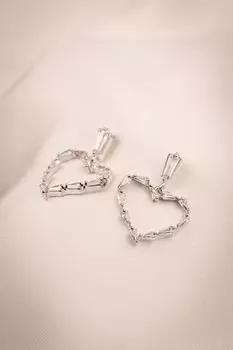 Серьги-сердечки для вечернего платья с камнем циркон