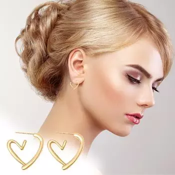 Серьги-сердечки из металла S925 для женщин. И универсальные серьги One Size золотой