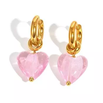 Серьги-сердечки из нержавеющей стали, Розовые/Голубые/Красные Легкие Серьги-подвески в виде сердечек любви, Шарм Модная бижутерия Подарок для Женщин Девушек