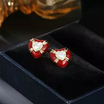Серьги-сердечки Niche Design, милый темперамент, простые, серебряные, 925 пробы, серьги-гвоздики Merad Ankola, красные, с любовью