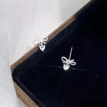 Серьги-сердечки с бантиками, свежие, милые и симпатичные, универсальные серьги