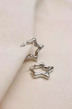 Серьги серебряного цвета с изображением звезды