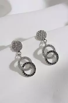 Серьги серебряного цвета с камнем циркон