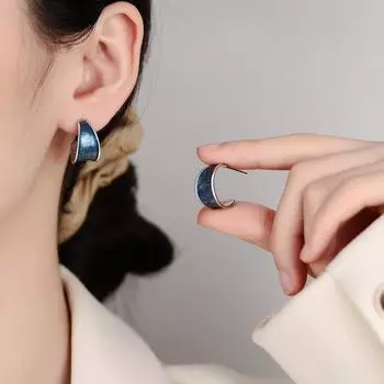 Серьги серебряного цвета, синие серьги ручной работы с эмалью и эпоксидной смолой, сверкающие женские ювелирные серьги синий