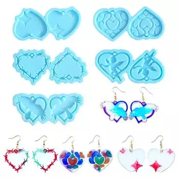 Серьги серии «День святого Валентина» силиконовая форма подходит для эпоксидной смолы DIY серьги подвески изготовление ювелирных изделий 3