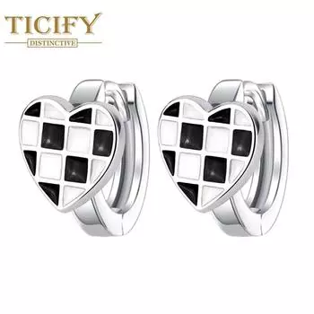 Серьги «Шахматная доска» «Любовь» Высокоуровневый датчик Пряжка для ушей Черно-белая клетчатая клетка Темперамент Темперамент белый