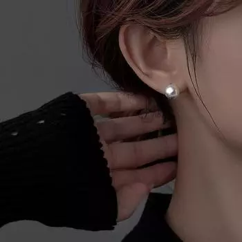 Серьги-шарики Banyan Tree S925 Silver Frosted - корейский стиль, распродажа Douyin ES2378 серебряный