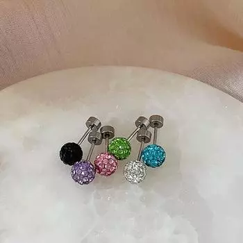 Серьги-шарики Color Flash Full Diamond, женские, простые, индивидуальные, универсальные, темпераментные, улитковые, титановые, стальные, винтовые серьги