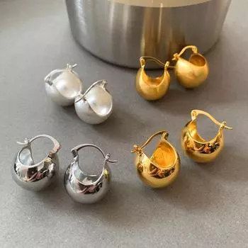 Серьги-шарики из настоящего золота с гальваническим покрытием для женщин - легкий роскошный простой дизайн высокого класса RF520