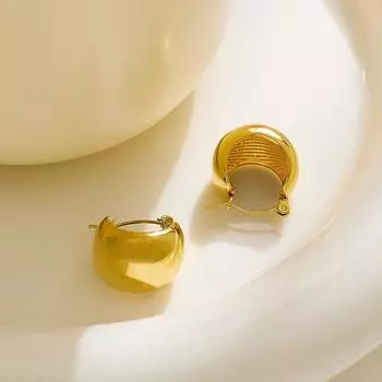 Серьги-шарики с золотой и светлой поверхностью из титановой стали Cold Wind золотистый