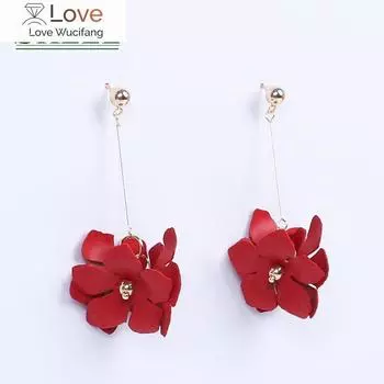 Серьги Shell Bay Metal Flowers для женщин Длинные серьги-капли в стиле бохо, геометрические, простые, панк, милые серьги для девушек в стиле бохо