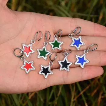 Серьги Shiny Star Y2K Fashion Diamond Pentagram Простые и универсальные серьги Ins Style синий