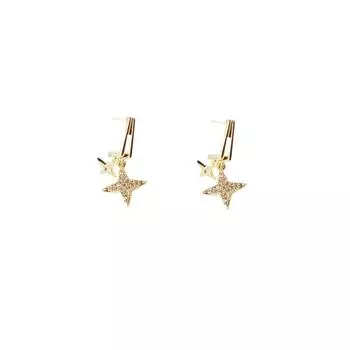 Серьги Shiny Temperament Модный и трендовый дизайн Универсальные и изысканные серьги Четырехцветные звезды