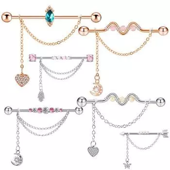 Серьги-штанги Длинные серьги-гвоздики Ушная кость Серьги-гвоздики Промышленные серьги-штанги Серьги-гвоздики для хряща B