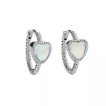 Серьги симфония лунный камень любовь изысканные и сладкие чистые нити с бриллиантами персиковое сердце застежка пятно copper (white gold)