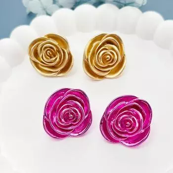 Серьги SIMJOO Antique Gold Rose для женщин, французские легкие роскошные трехмерные серьги-камелии, европейские ретро-серьги с цветами розовый