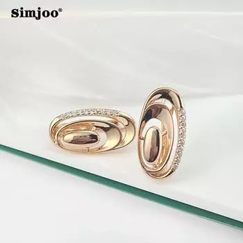 Серьги SIMJOO из розового золота, индивидуальные серьги с овальным гладким цирконом неправильной геометрии
