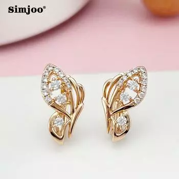 Серьги SIMJOO из розового золота со стильными серьгами-бабочками с цирконом