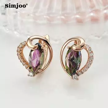Серьги SIMJOO Super Flash с полым цирконом и стильными серьгами цвета розового золота