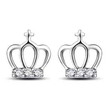 Серьги Simple Cross Princess Crown, посеребренные серьги, модные женские маленькие серьги, женские, серебряные украшения