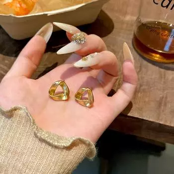 Серьги Simplicity Cold Style Advanced Feeling из матового золота с геометрическим узором для женщин 1 pair