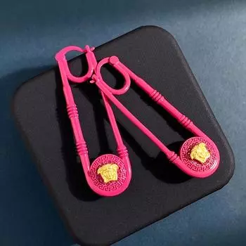 Серьги-скрепки Creative Flow Rose Red Green Beauty Pin Shape Stud Earrings