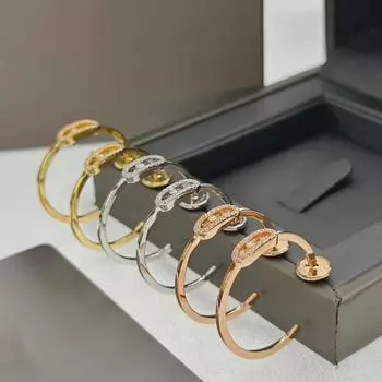 «Серьги-слайдеры из серебра 925 пробы с крупными бриллиантами — легкий роскошный дизайн» S925 Silver розового золота