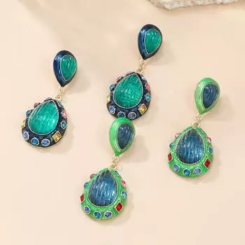 Серьги-слезинки из богемского сплава: Преувеличенный европейский и американский стиль для женщин зелёный