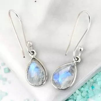 Серьги-слезинки Moonstone Sterling Silver Sunrise international 10mm синий