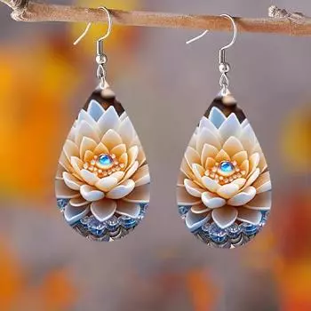 Серьги-слезинки с цветком, симпатичные подвески для девочек, ювелирные изделия для женщин жёлтый