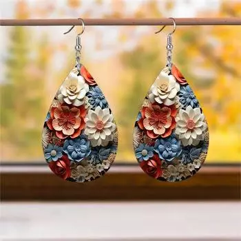 Серьги-слезинки с цветком, симпатичные подвески для девочек, ювелирные изделия для женщин разноцветный