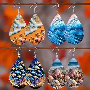 Серьги-слезинки в пляжном стиле, симпатичные подвески для девочек, ювелирные изделия для женщин коричневый