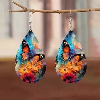 Серьги-слезинки в виде бабочки, симпатичные подвески для девочек, ювелирные изделия для женщин разноцветный