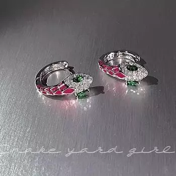 Серьги Snake House Girl: Шикарные розовые серьги в форме змеи для женщин, воплощающие стиль милой и крутой горячей девчонки. Snake-shaped earrings розовый