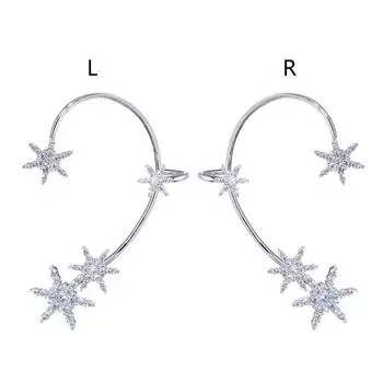 Серьги-снежинки из циркония, серьги-звездочки для женщин, серьги-обручи в виде снежинок, без пирсинга, клипса для ушей, подарок девушке