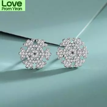 Серьги-снежинки из стерлингового серебра S925, женский рождественский подарок, простые зимние небольшие ювелирные изделия, противоаллергические, оптовая продажа