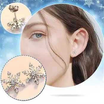 Серьги-снежинки с бриллиантами. Креативные женские серьги с цирконом. Универсальные серьги.
