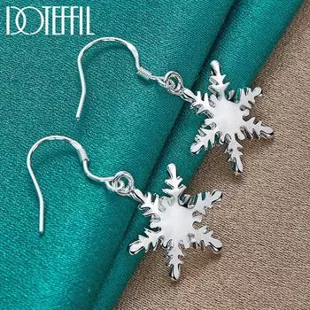 Серьги-снежинки Серебряная бижутерия 3.70*1.00cm