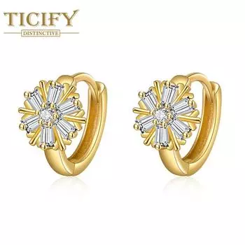 Серьги-снежинки Женственные серьги с микропаве из циркония белый